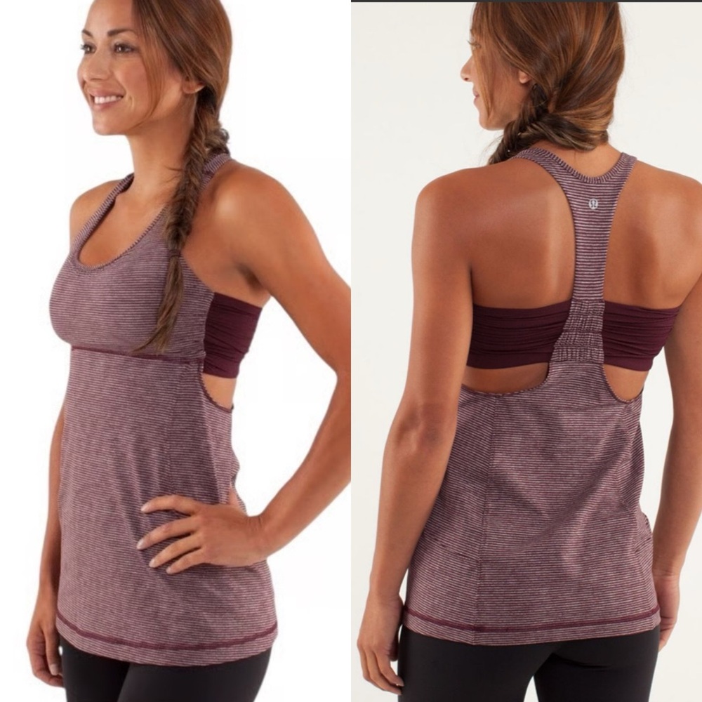 Lululemon Turbo Tank Tonka Stripe Heathered Bordeaux Drama